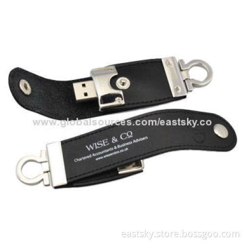 Leather Promotional USB Flash Drive, Cheap Price with Leather Case, Warranty Free for 2 Years, 64MB